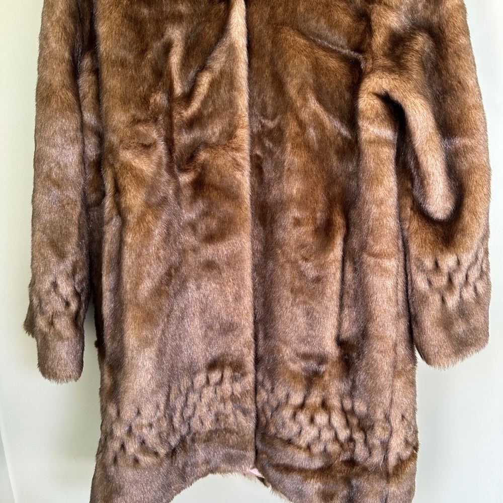 ALPINE STUDIO SOFT LUXURIOUS BROWN FAUX MINK FUR  JACKET COAT SIZE S - Picture 3 of 11